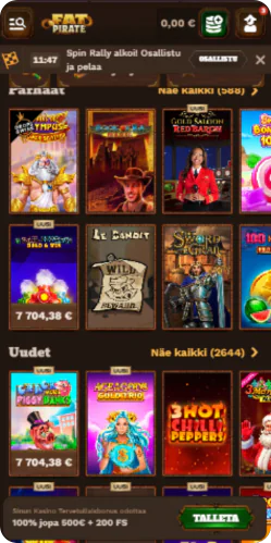 FatPirate löydä sopiva peli - pelivalikoima ja kolikkopelit