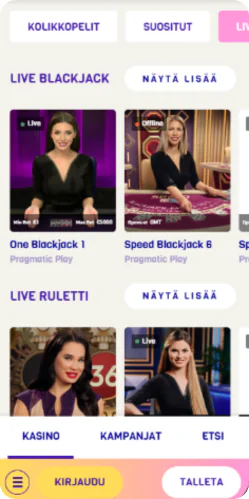 Lysti pelit livena - live-kasino ja suorat lähetykset