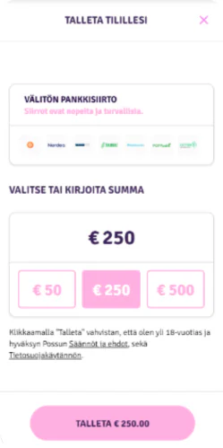 Possu tee talletus - ensimmäinen maksu ja pelaamisen aloitus